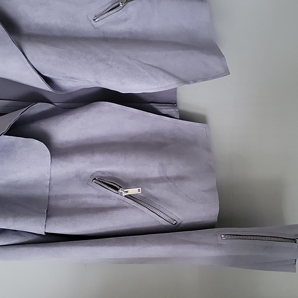 New CoffeeShop Womens Medi Lavender Grey Suede Blazer - Picture 4 of 10